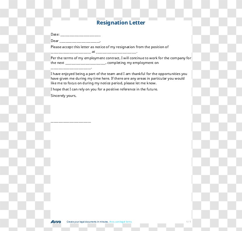 Cover Letter Of Resignation English Application For Employment - Document - Resume Manufacturing Transparent PNG