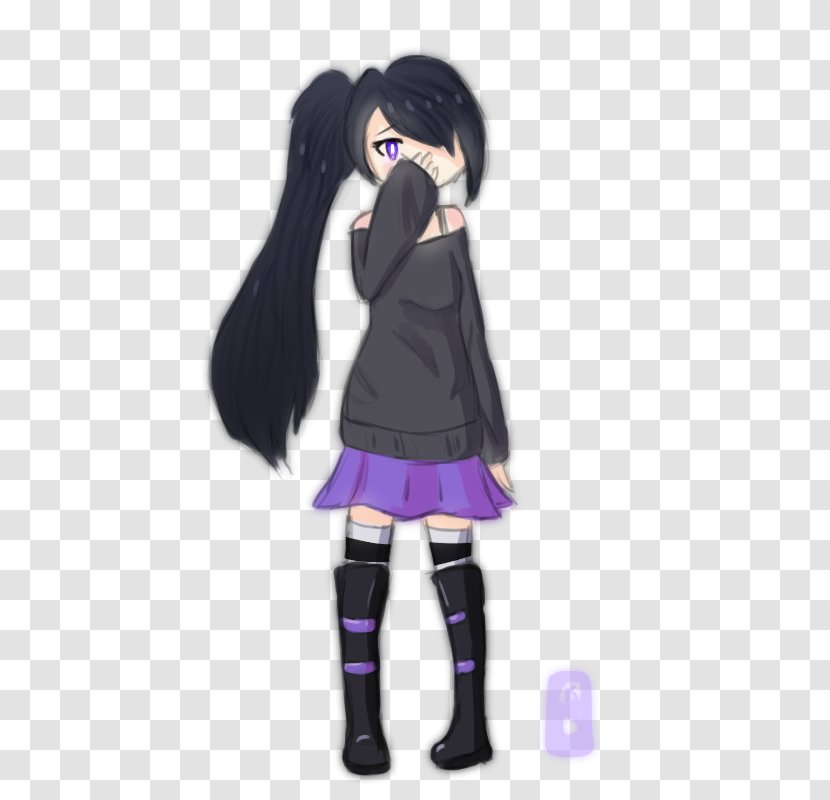 Black Hair Purple Cartoon Character Figurine - Frame - Crystalline Body Transparent PNG