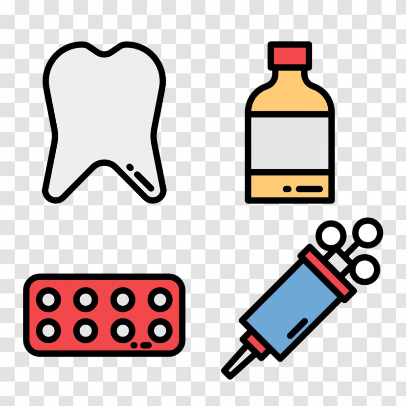 Medicine Icon - Area - Flattened Bottles And Teeth Transparent PNG