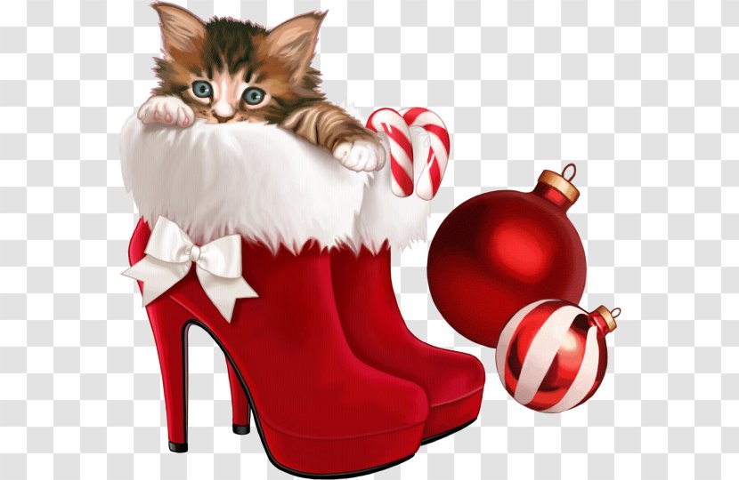 Kitten The Christmas Shoes Card Clip Art - Outdoor Shoe - Red Transparent PNG