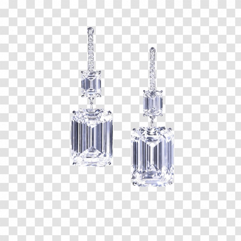 Earring Jewellery Diamond Cut Emerald - Silver Transparent PNG