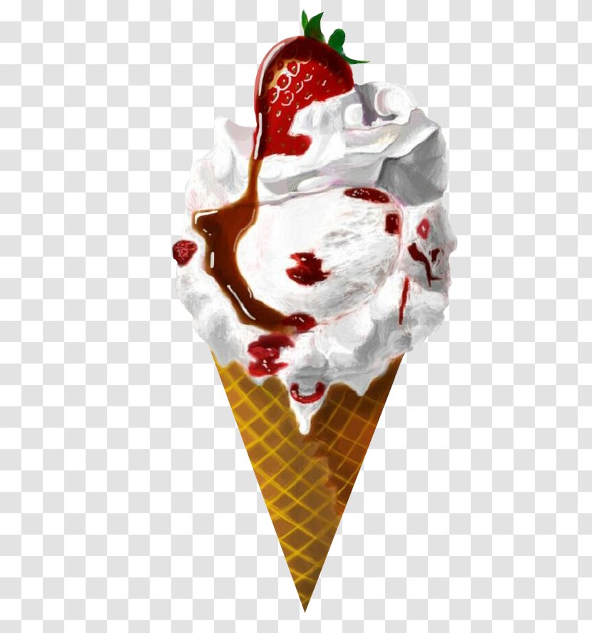 Strawberry Ice Cream Sundae Cone - Flavor - Delicious Transparent PNG