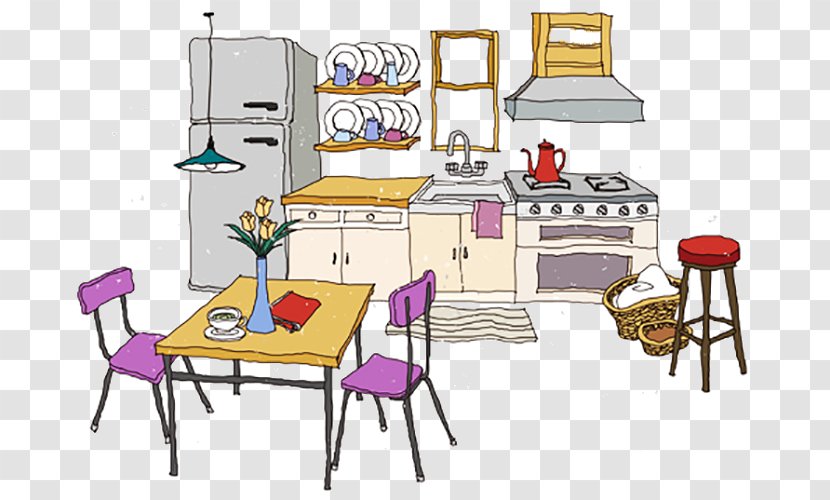 Kitchen Clip Art - Interior Design - Hand-painted Transparent PNG