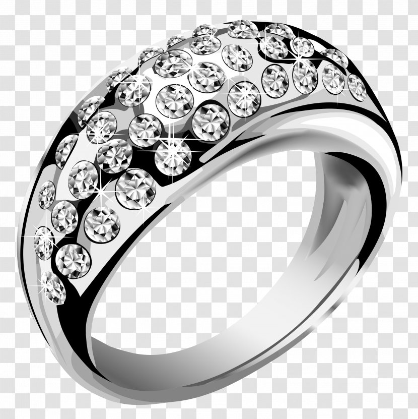 Wedding Ring Jewellery Silver - Ceremony Supply - With Diamonds Transparent PNG