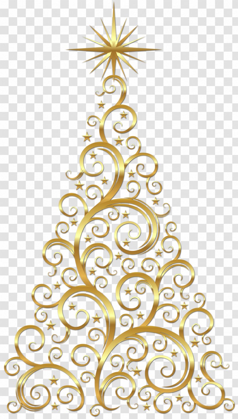 Transparent Gold Deco Christmas Tree Clipart - Personalization - Pine Family Transparent PNG