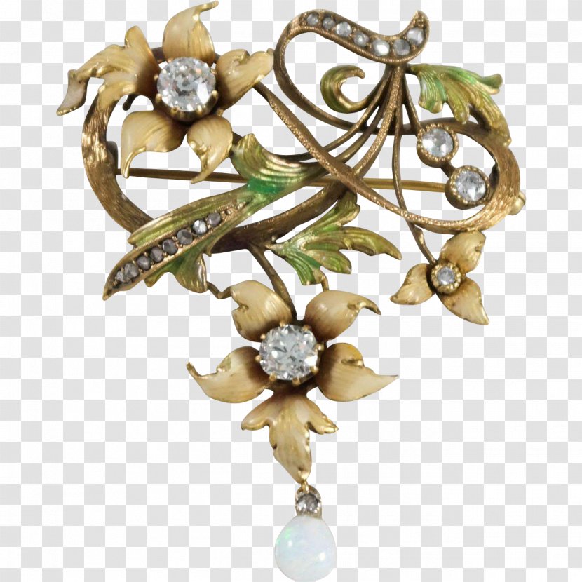 Jewellery Brooch Gemstone Art Nouveau Diamond - Carat - Flower Ring Transparent PNG