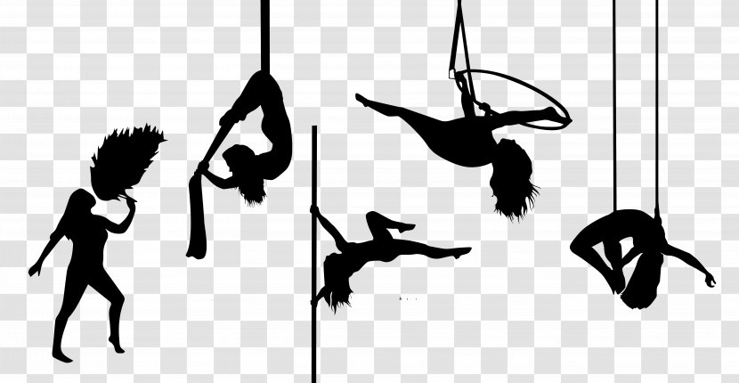 Pole Dance Silhouette Performing Arts Aerial Silk Acrobatics - Black - Yoga Transparent PNG