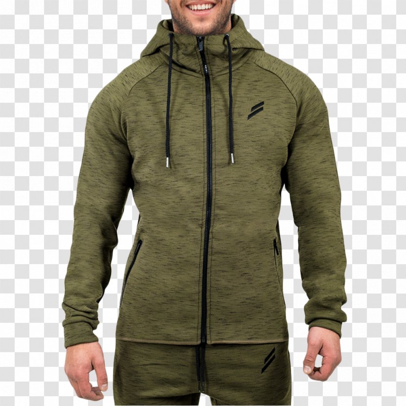 Hoodie Tracksuit T-shirt Flight Jacket - Suit - Green Olive Transparent PNG