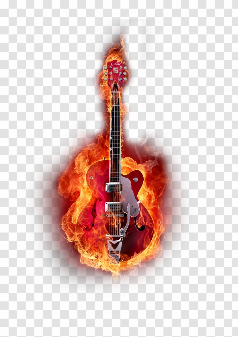 Guitar Flame Graphic Design - Watercolor - Musical Instruments Transparent PNG