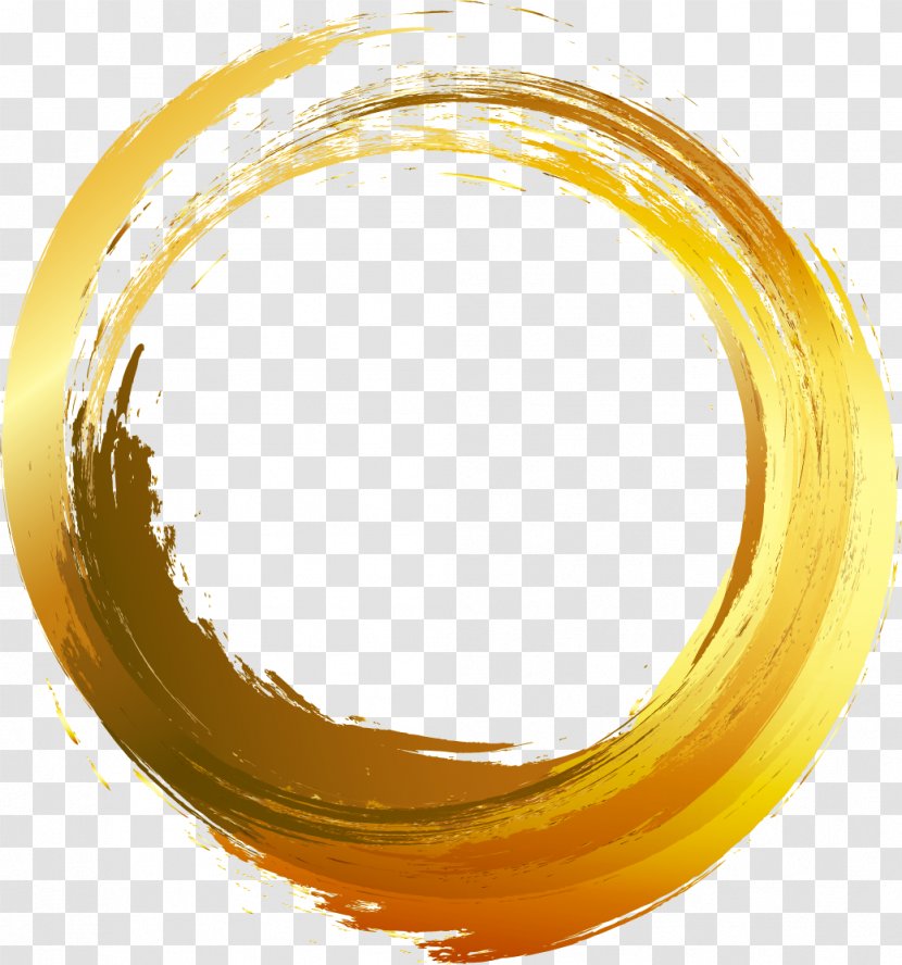 Circle Brush Painting - Yellow - Vector Painted Gold Ink Transparent PNG