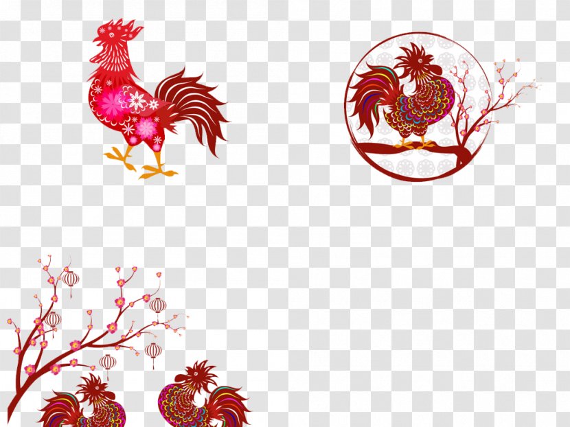 Chicken Rooster Illustration - Cartoon - Combination Of Elements Transparent PNG