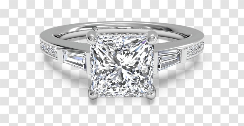 Engagement Ring Princess Cut Diamond Solitaire - Jewellery - Bagett Transparent PNG