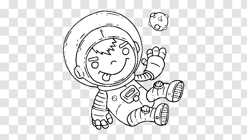 Drawing Coloring Book Astronaut Child Outer Space - Frame - Silhouette Transparent PNG