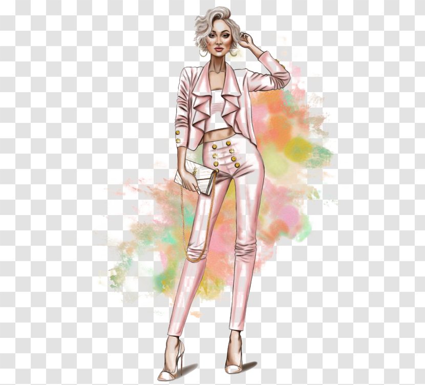 Fashion Sketchbook Illustration Drawing - Flower - European And American Woman Transparent PNG