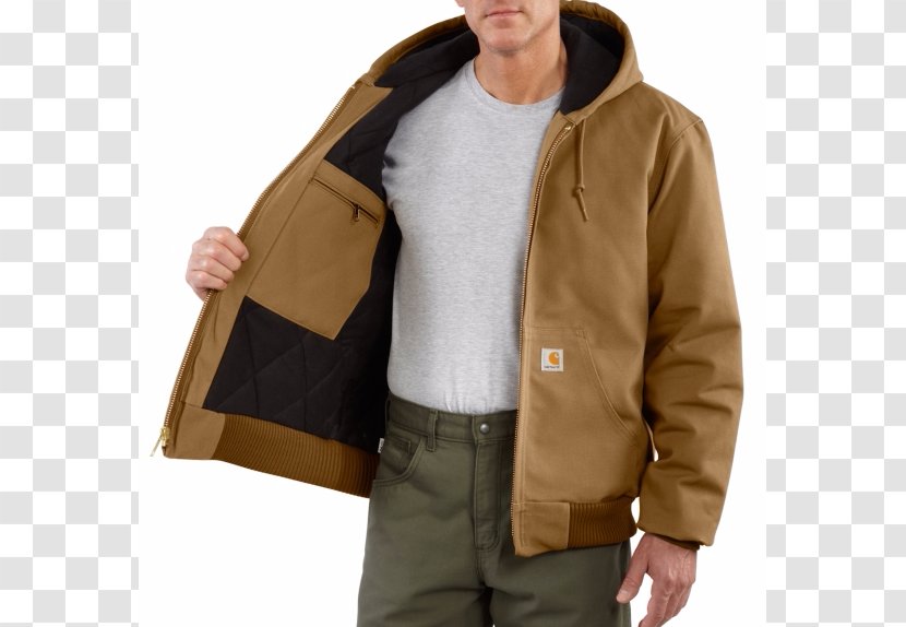 Carhartt Men's Duck Active Quilted Flannel Lined Jacket Lining Shirt Transparent PNG