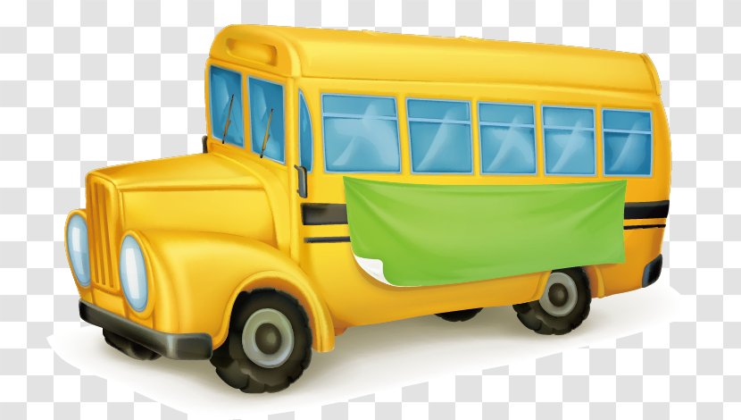 School Bus Cartoon - Transport - Vector Fine Transparent PNG
