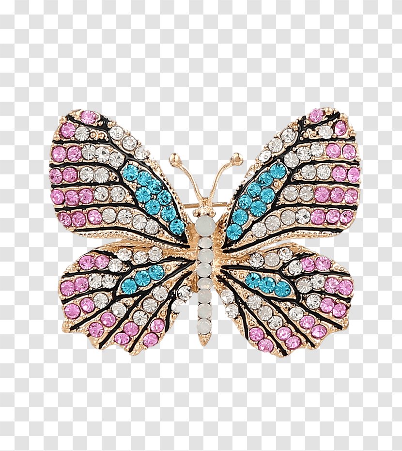 Brooch Monarch Butterfly Earring Imitation Gemstones & Rhinestones - Flower Transparent PNG