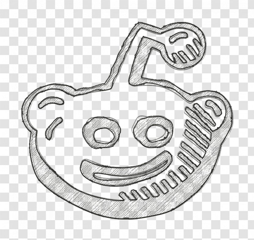 Hand Drawn Icon Reddit Social - Smile - Metal Silver Transparent PNG