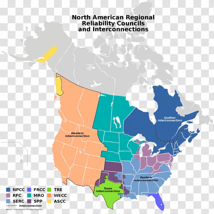 United States Of America Electrical Grid North American Electric Reliability Corporation Power Industry Eastern Interconnection - US Geography Continental Interior Transparent PNG