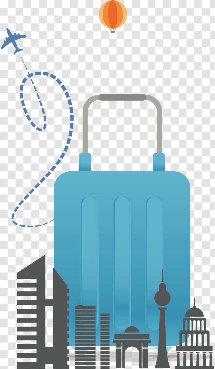 Travel Tourism Suitcase - Baggage - Blue Background Vector Material Transparent PNG