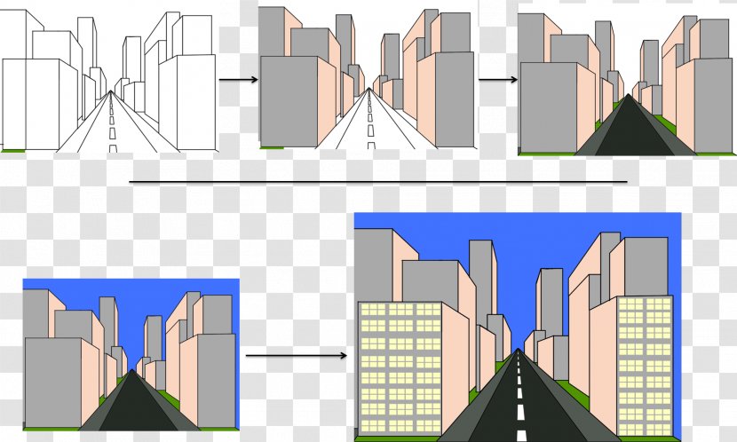 Drawing Facade Building Perspective - Architectural - A View Transparent PNG