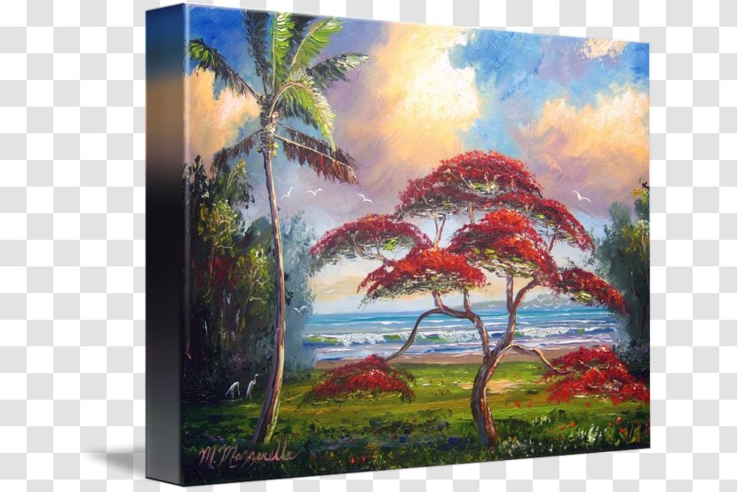 Royal Poinciana Oil Painting Reproduction Art Tree Acrylic Paint - Picture Frames Transparent PNG