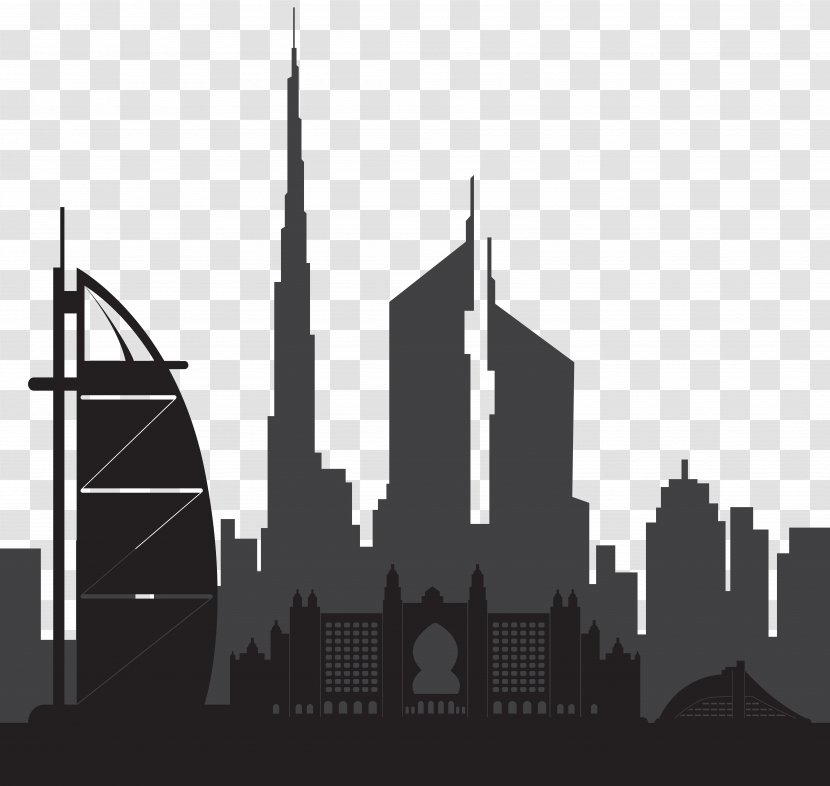 Dubai Skyline Silhouette Clip Art - Spire Transparent PNG