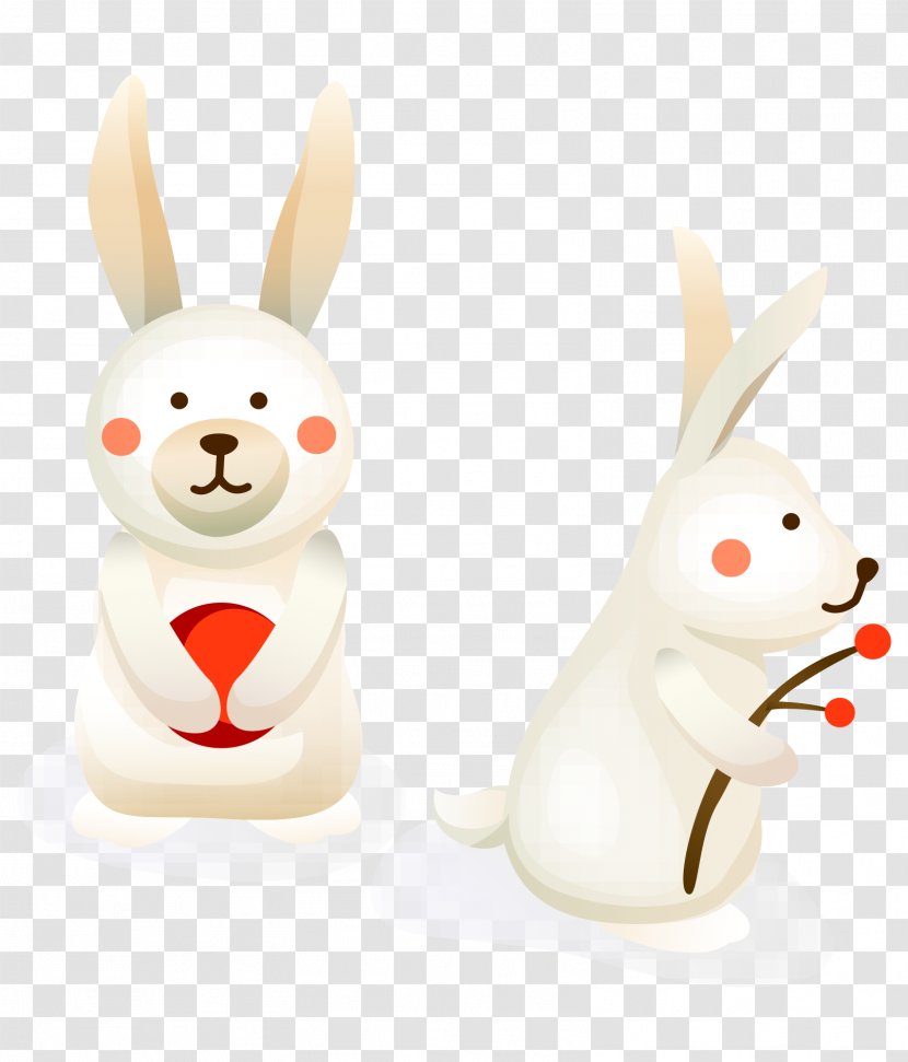 Domestic Rabbit Cartoon Winter Animal - Snow - Hand Painted Vector White Transparent PNG