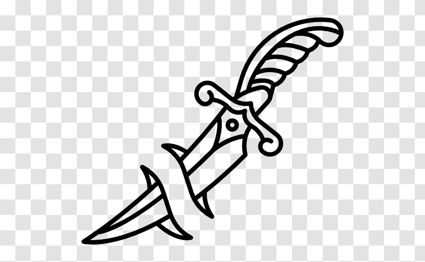 Knife Old School (tattoo) Dagger Weapon - Monochrome - Tattoo Transparent PNG