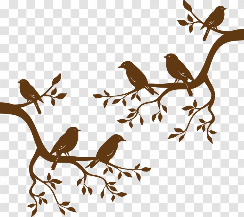 Bird Branch Tree Euclidean Vector - Sticker Transparent PNG