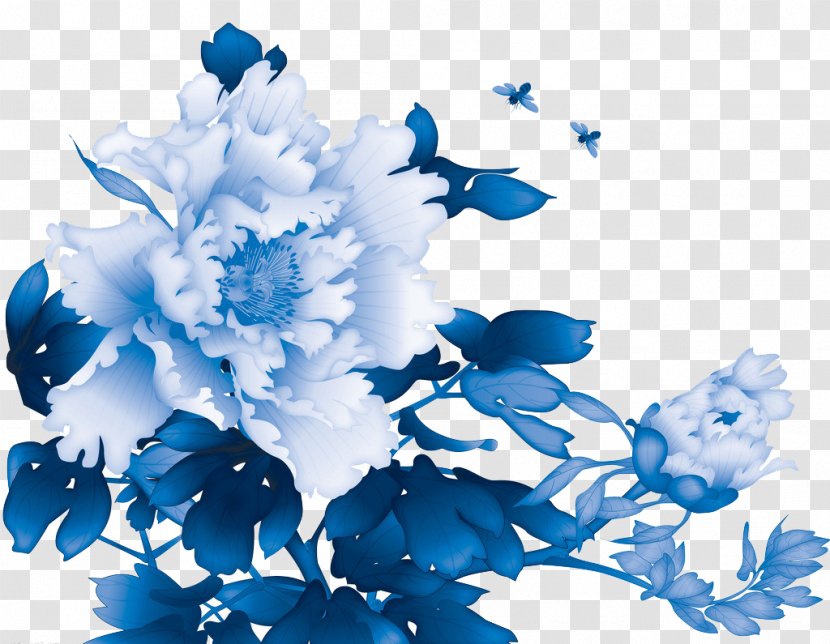 China Blue Clip Art - Floral Design - Peony Transparent PNG