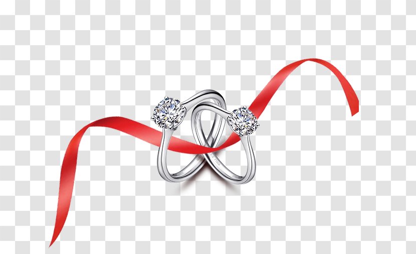 Wedding Ring Marriage - Diamond Red Ribbon Decoration Pattern Transparent PNG