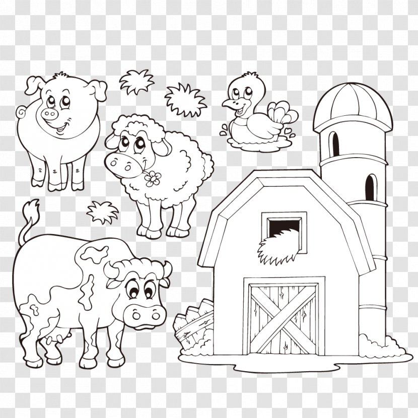 Animal Coloring Book Livestock Farm - Bovine Button Transparent PNG