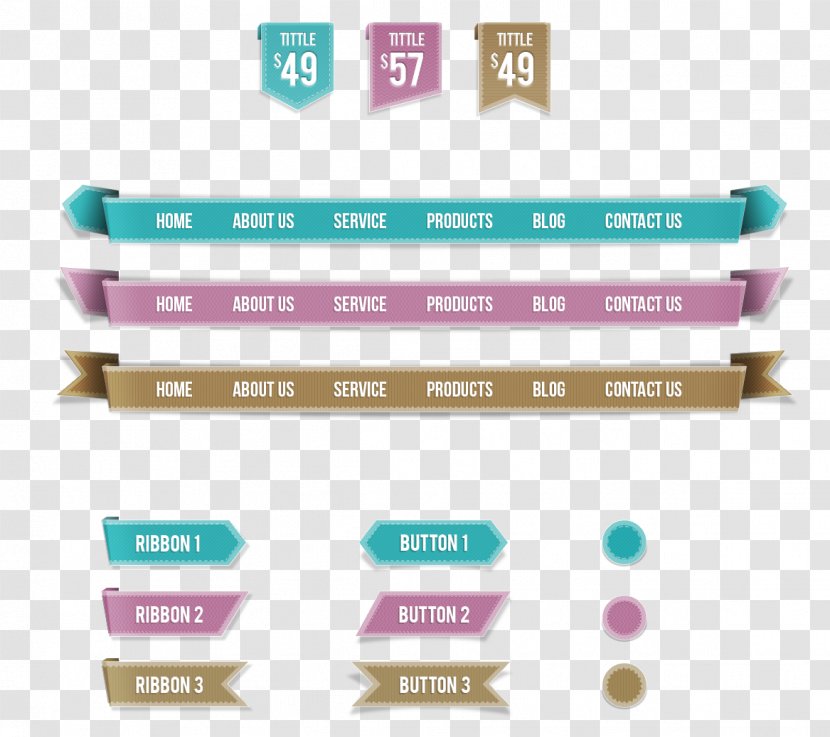 Button Ribbon Navigation Bar - Label - Web Collection Transparent PNG