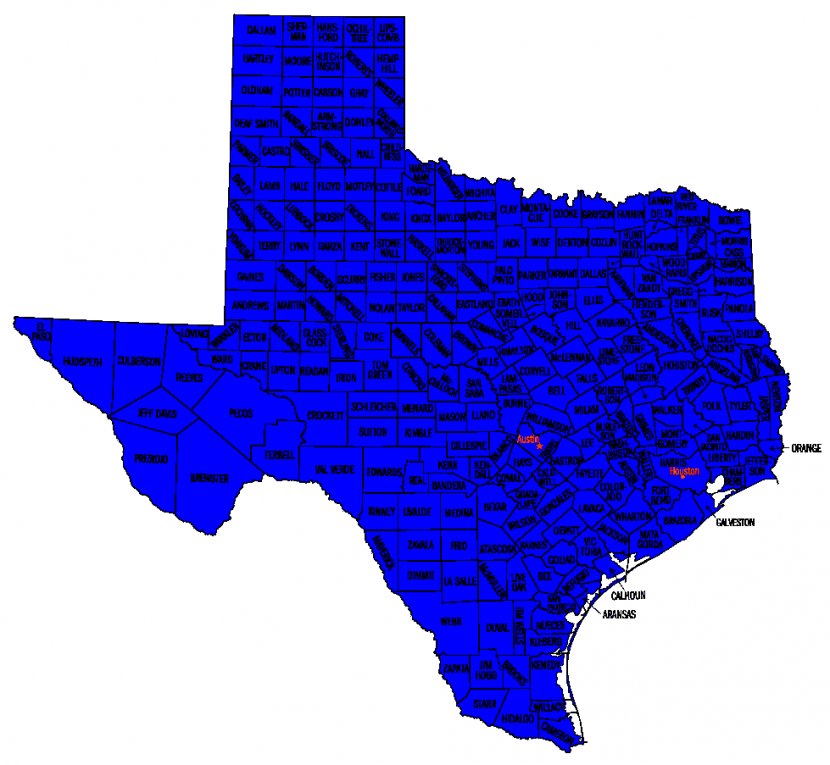 Texas Tech University Guns Up Red Map - Cobalt Blue - Bexar County Transparent PNG