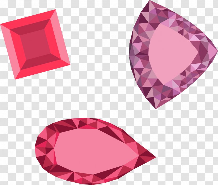 Diamond Pink 2D Computer Graphics Sprite - Gemstone - Vector Painted Transparent PNG