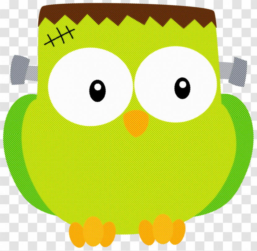 Green Cartoon Yellow Owl Bird Transparent PNG