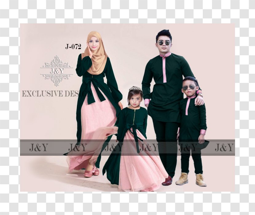 Baju Kurung Melayu Robe Sleeve Lace - Cartoon - Family Fashion Transparent PNG