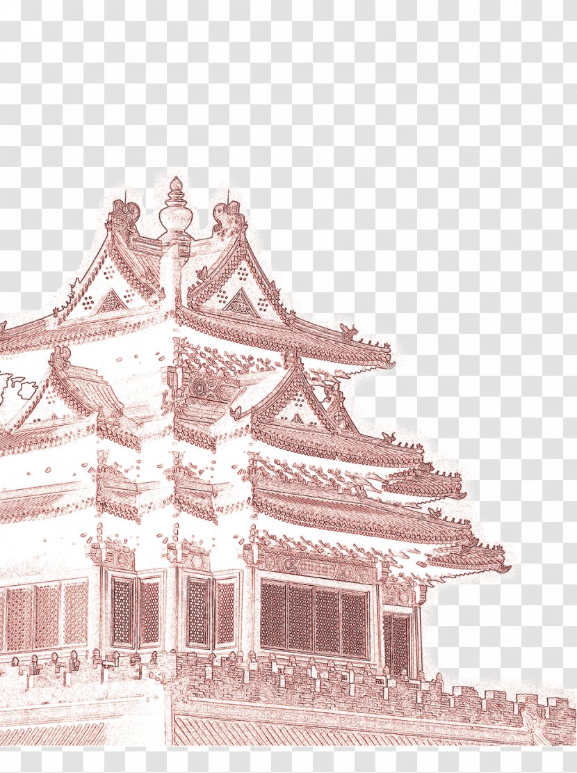Chinoiserie Architecture Poster U6545u5bab - Pink - Building Transparent PNG