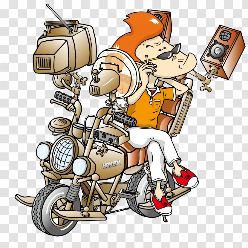 Motorcycle Vecteur Cartoon - Boy - The Sitting On Transparent PNG