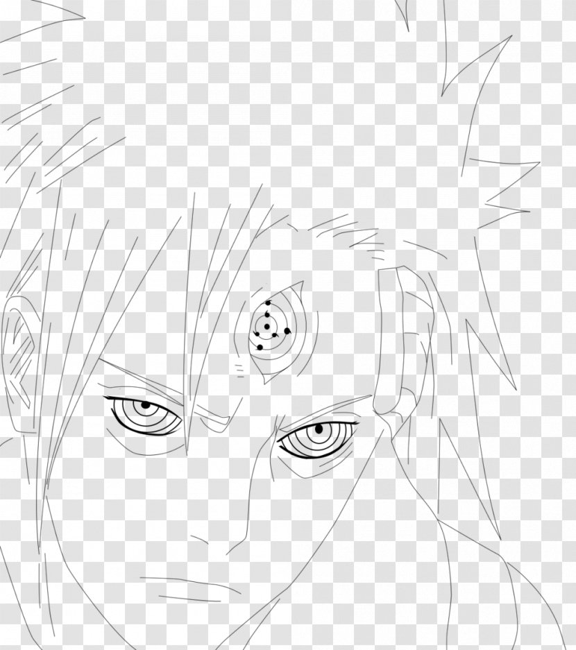 Eyebrow Line Art Forehead Sketch - Cartoon - Madara Uchiha Draw Transparent PNG