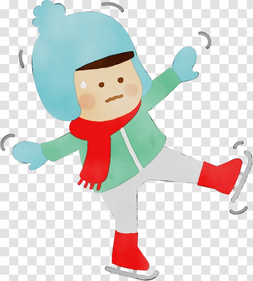 Cartoon - Ice Skating - Wet Ink Transparent PNG