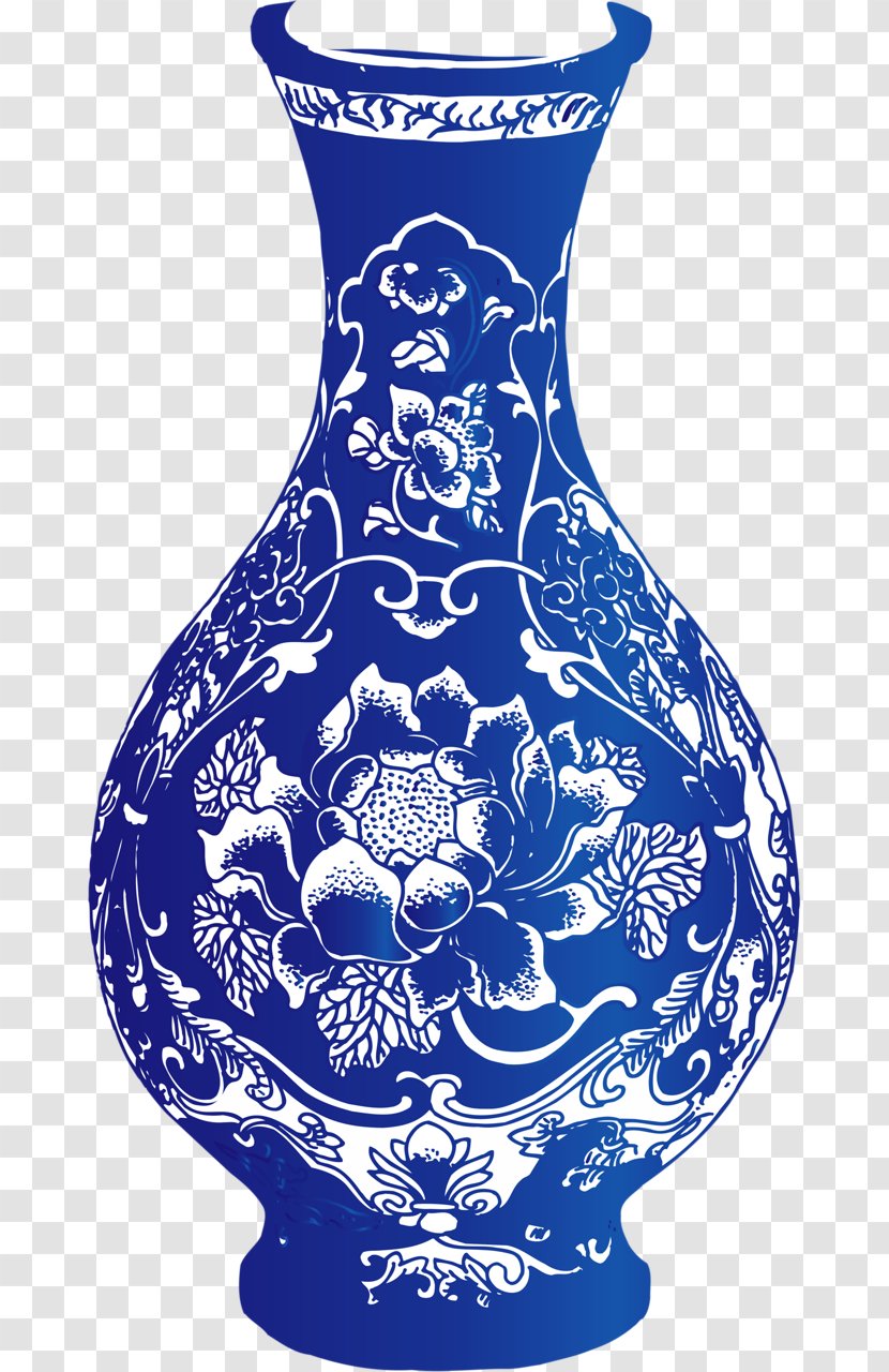 Blue And White Pottery Graphic Design Clip Art - Ceramic - Vase Transparent PNG
