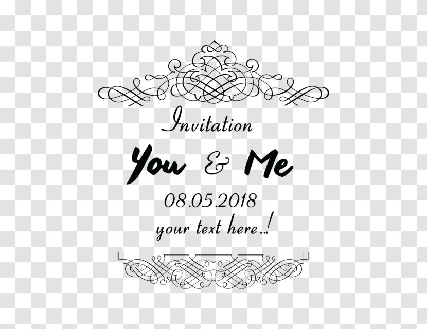 Wedding Invitation Convite Ornament Marriage - Black - Element Invitations Transparent PNG