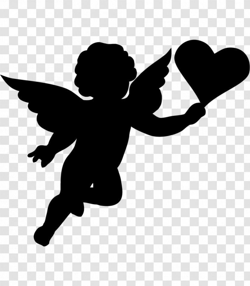 Cherub Cupid Silhouette Clip Art - Monochrome Photography - Angel Baby Transparent PNG
