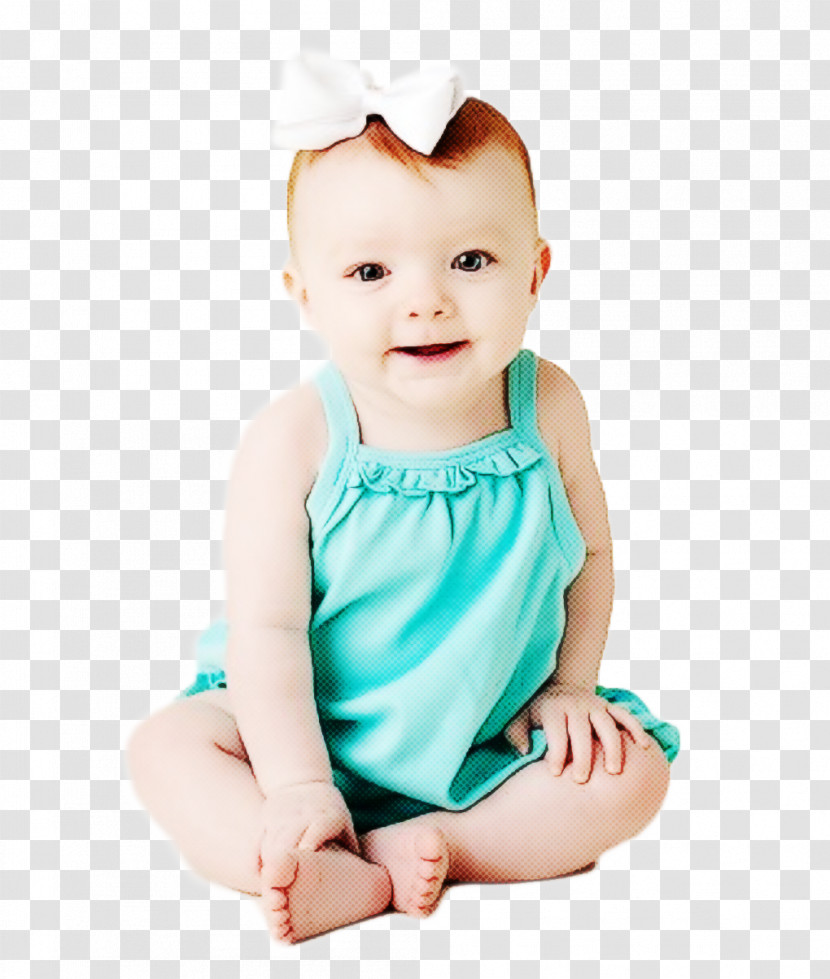 Child Toddler Baby Turquoise Sitting Transparent PNG