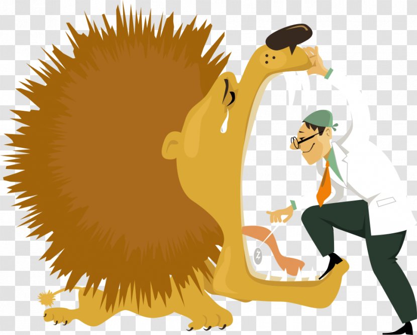 Lions Roar Cartoon - Happiness - Vector Lion And Dentist Transparent PNG