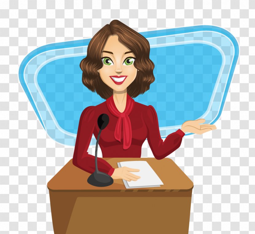 Drawing Spokesperson Cartoon Clip Art - Silhouette - Reporter Transparent PNG