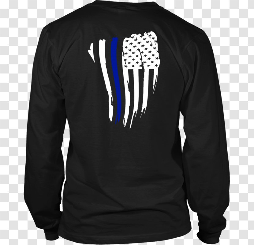 Long-sleeved T-shirt Hoodie Top - Thin Blue Line Transparent PNG