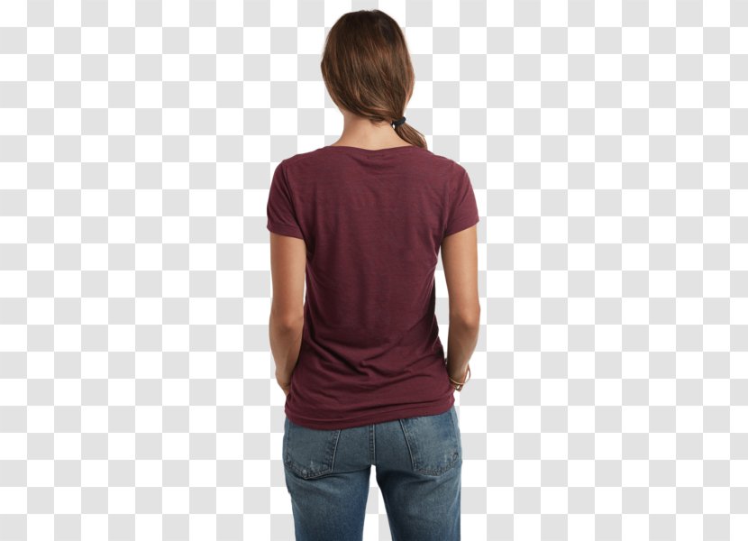 T-shirt Sleeve Maroon Neck - Shoulder - Woman With Wine Transparent PNG